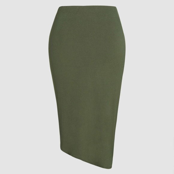 Cider Skirts Cider Rib Solid Ruched Slit Midi Skirt Poshmark